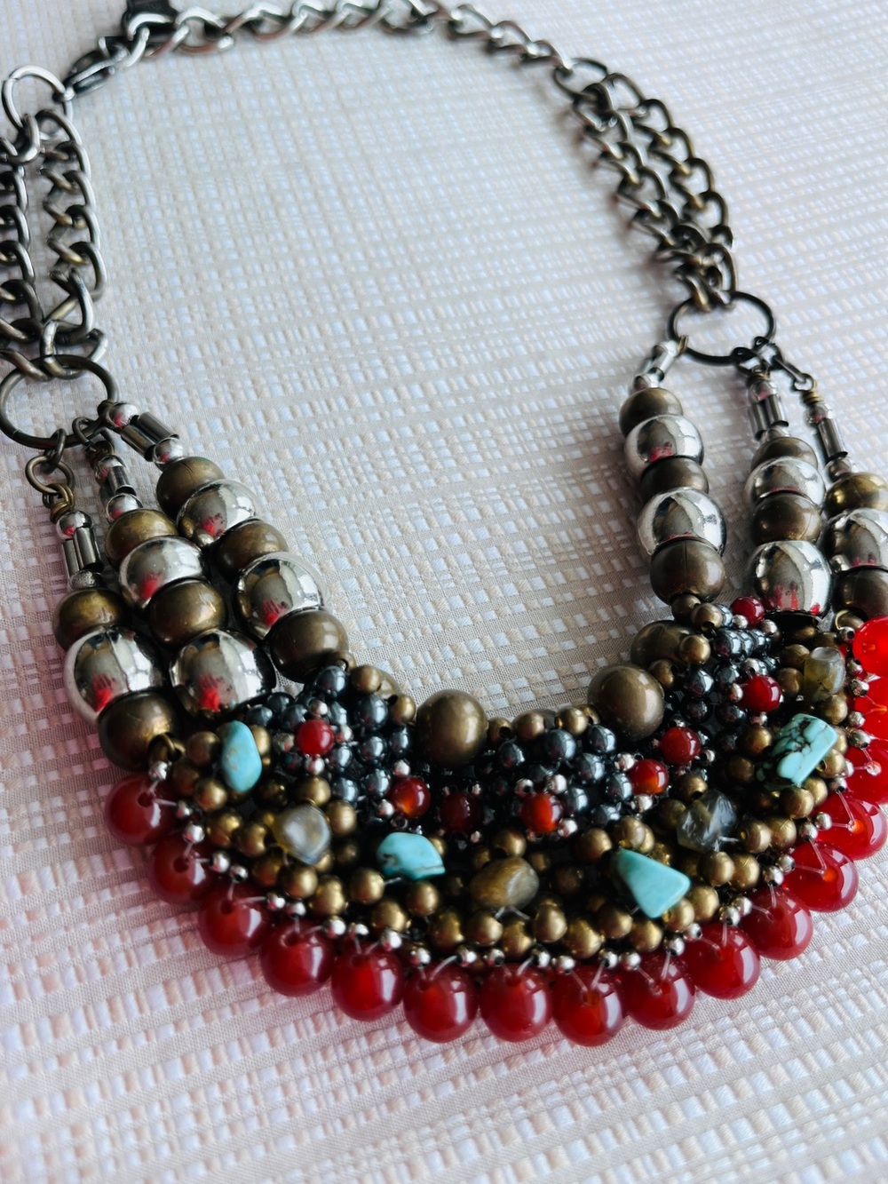 Vintage Anthropologie Pam Hiran Bold Statement Necklace Boho Etruscan Revival - Picture 6 of 15